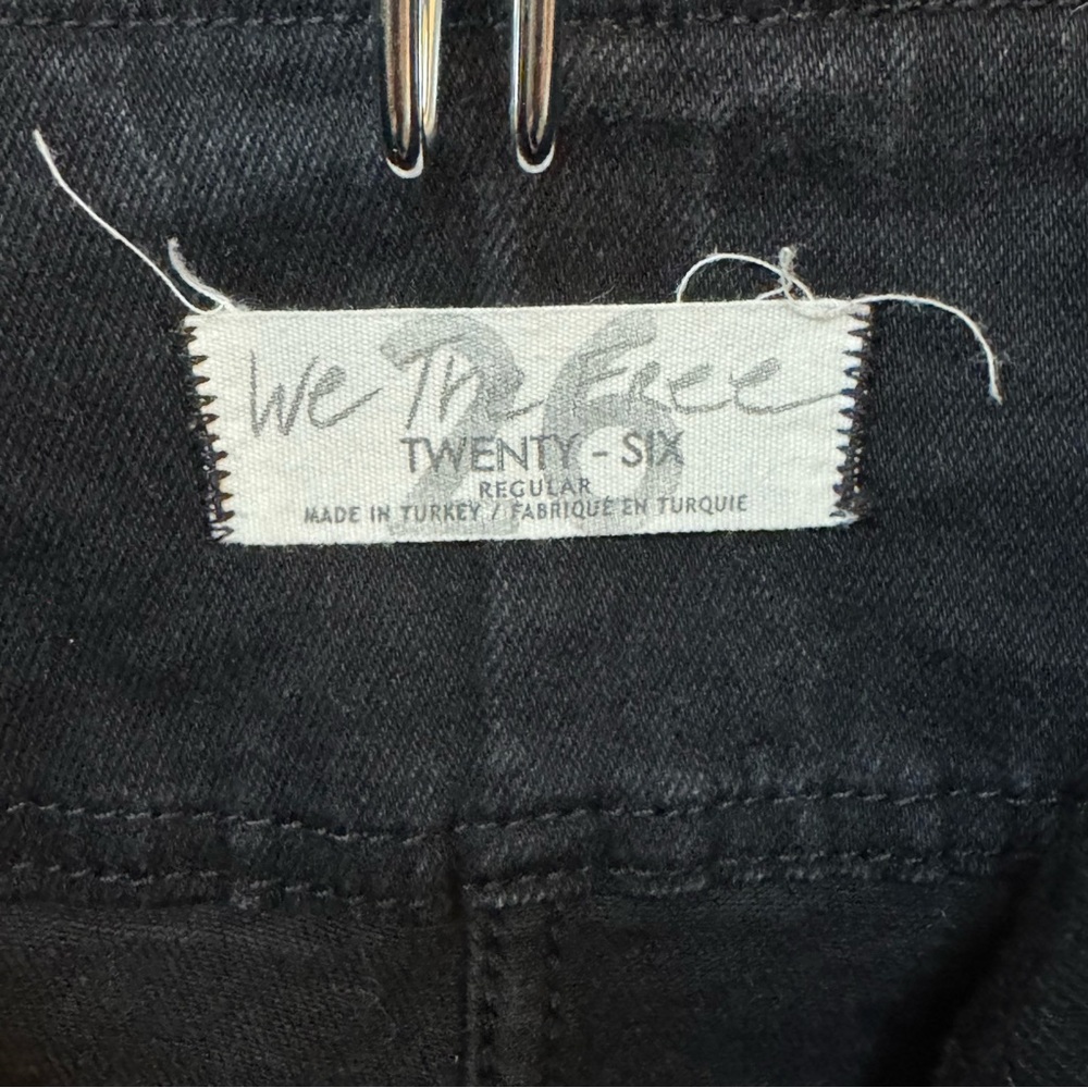 Free People Black Mini Pencil Skirt Denim silver zipper up the front (26) - Picture 4 of 6